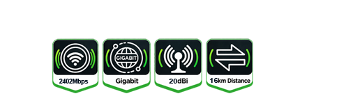 6GHz | Gigabit | 20dBi  | 16Km